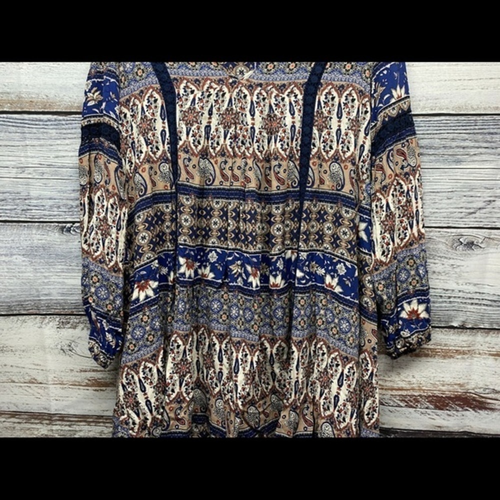Altar'd State Womens Boho Long Sleeve Dress Top Floral Small Rayon V Neck - Picture 7 of 7